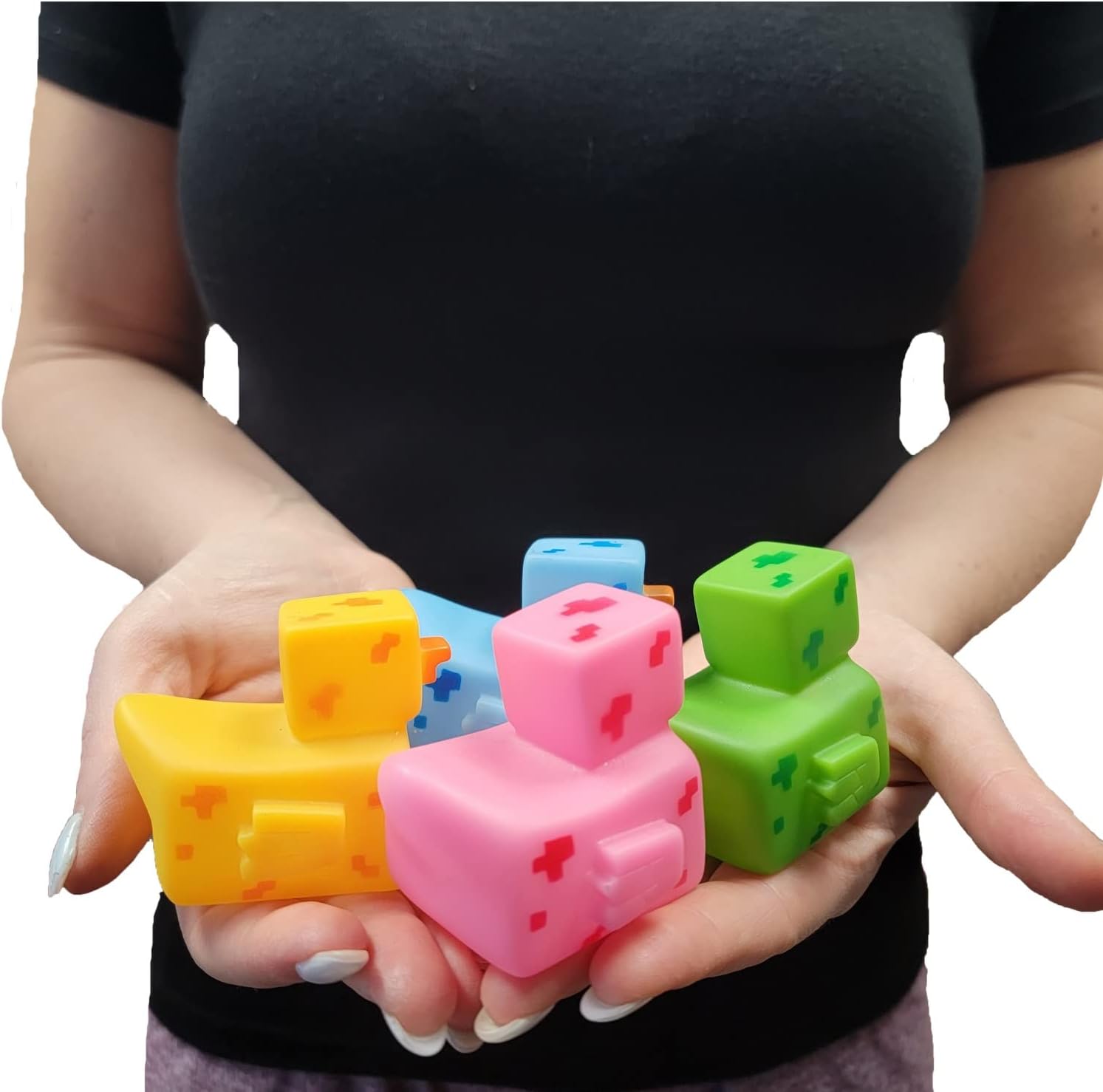 Cool Rubber Ducks (2") Standard Size. (12 Pack) Cute Duck Bath Tub Pool Toys. (Pixelated Robot Rubber Ducks)