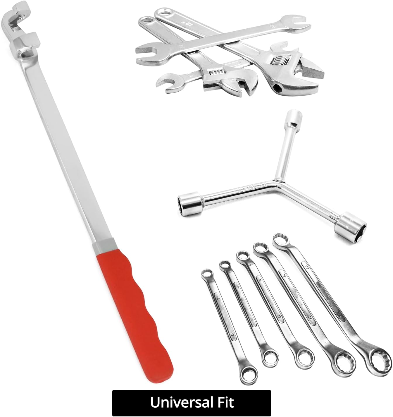 QWORK Wrench Extender Tool Bar - 15" Torque Adaptor Wrench Extension, Drop-Forged Alloy Steel Breaker Bar