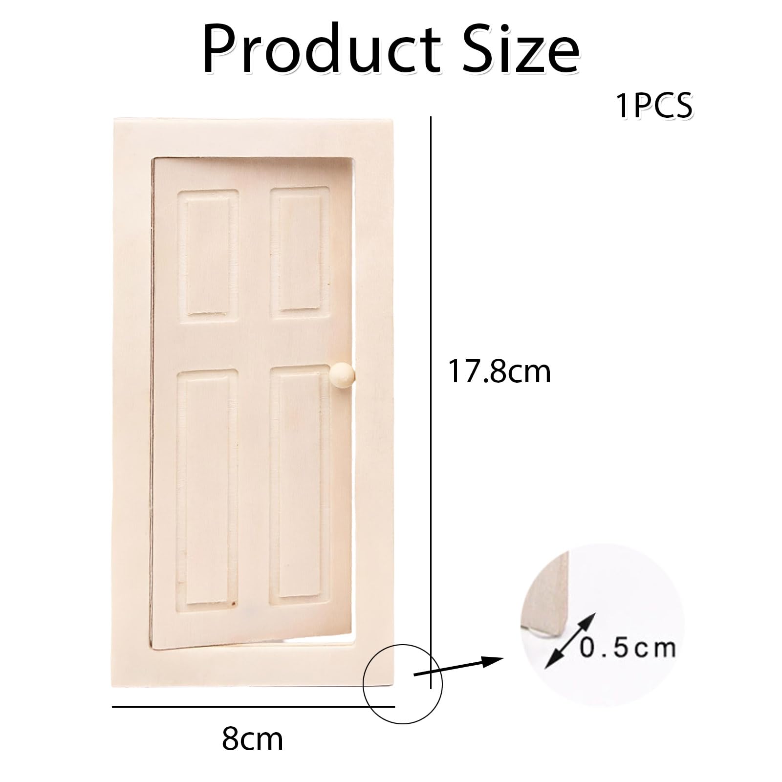 1:12 Scale Miniature Wooden Door, Dollhouse Door with Realistic Wood Grain for Doll Furniture Room Decor, and DIY Craft Projects - Image 2