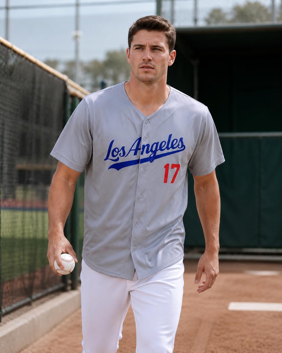 Baseball Jersey Shirt Men Baseball Player T-Shirt Game Day Fans Graphic Tees Quick-Dry Button up Short Sleeve