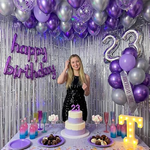 Image of Togvu Metallic Purple Balloons, 50Pack 5 Inch Small Mini Chrome Purple Latex Party Balloons for Birthday Wedding Bridal Baby Shower Bachelorette Decorations Supplies