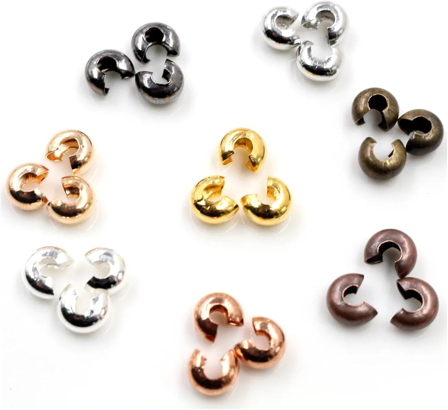 Cord Ends for Jewelry Making 1000pcs Silver Gold Round Covers Crimp End Beads Dia 3 4 5 mm Stopper Spacer Beads(Bronze,5mm)