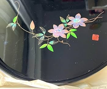 高岡漆器　青貝塗(螺鈿)　文庫 今井雲峰作《青貝塗 山水楼閣文パネル》 文化遺産オンライン