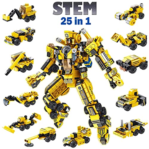 STEM Building Toys for Kids - 25-in-1 Science STEM Robot Kit 573 PCS Engineering Building Blocks Educational DIY Construction Toy Set, Birthday for Boys Girls 6 7 8 9 10 11 12 Yr Old