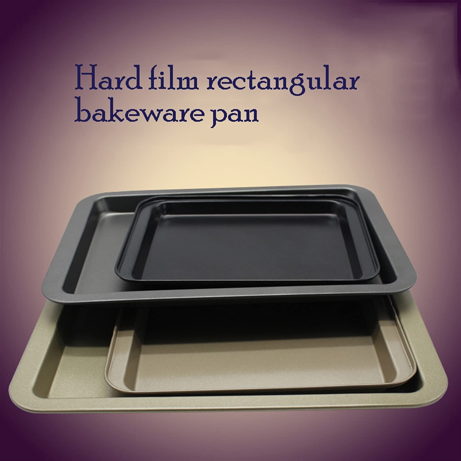 2 Teile/Satz Blech Kuchenform Antihaft Backblech Edelstahlplatte Backzubehör Backblech Set (Farbe : Gold) (Schwarz)