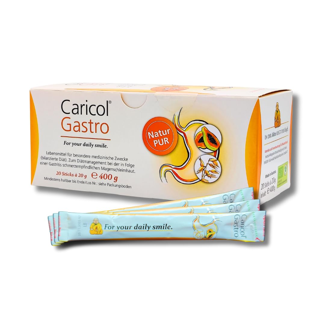 Gastro 20 Sticks á 20 g I Unterstützung für die Magenschleimhaut I Gastritis I Magenschmerzen I mit Papaya und Hafer I Bio Naturprodukt I Spar-Set plus Pharma Perle ((2x Caricol Gastro)