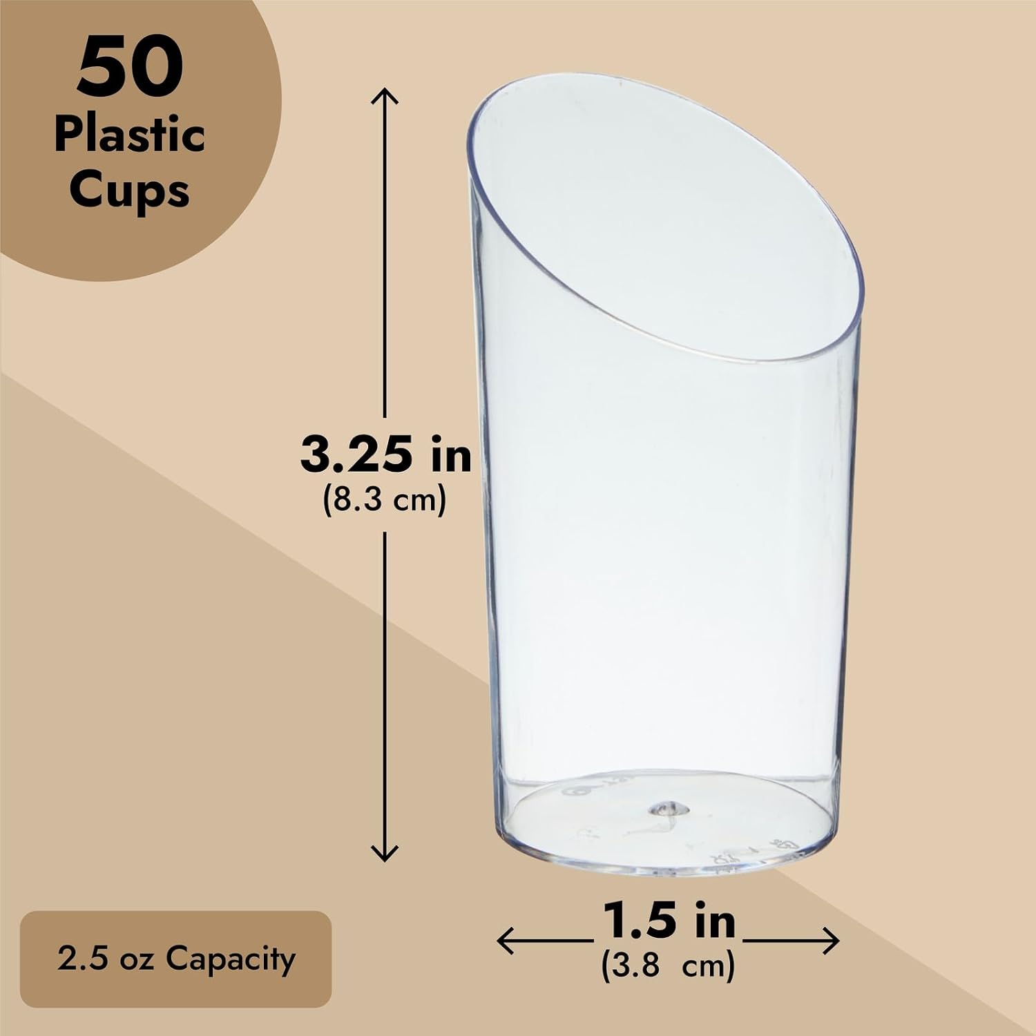 Juvale 50-Pack Plastic Dessert Cups, Mini Appetizer Cups for Parties, Weddings, and Anniversaries, Shot Glasses for Ice Cream, Parfaits, Samples, Disposable (Clear, 2.5 oz)