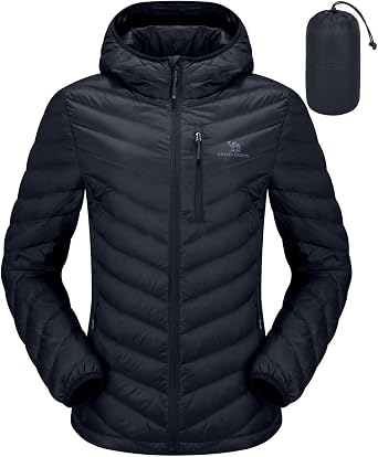 CAMEL CROWN Womens Down Jackets Lightweight Puffer Jackets Packable Quilted Winter Coat Hooded Outerwear With Chest Pocket