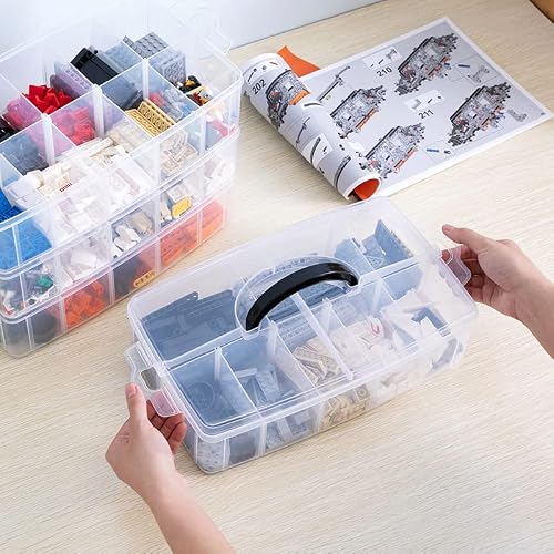 Sooyee 6-Tier Stackable Craft Organizers And Storage Box With 60 Compartments,Plastic Storage Box For Toys,Dolls, Arts And Craft, Fuse Beads, Washi Tape, Rock Collection, Ribbons,Clear #TOP4