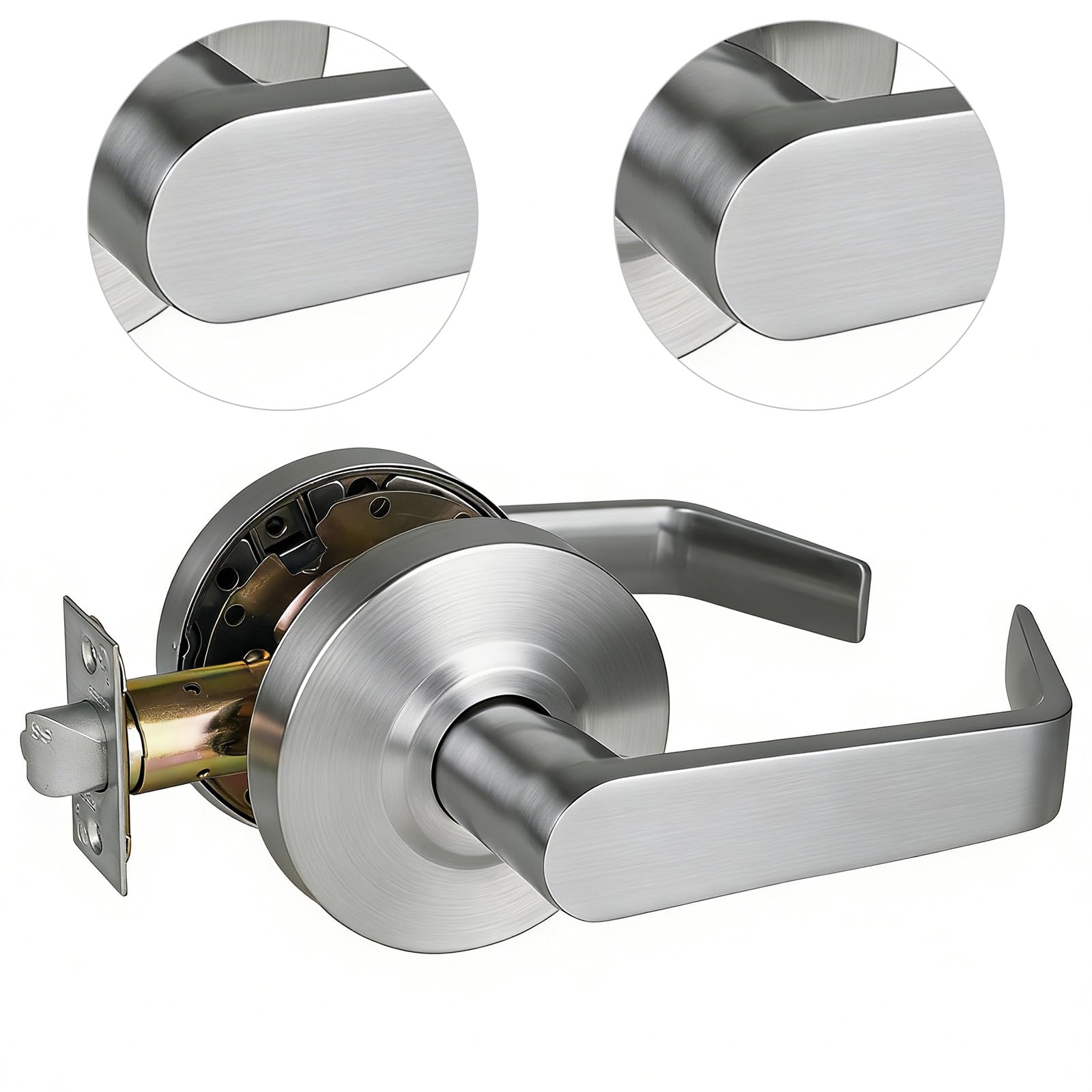 NEWBANG Grade 2 ADA Commercial Heavy Duty Non-Locking Passage Door Lever in Satin Chrome 26DFinish, Left and Right Handed, MD-C2-3PS-1P