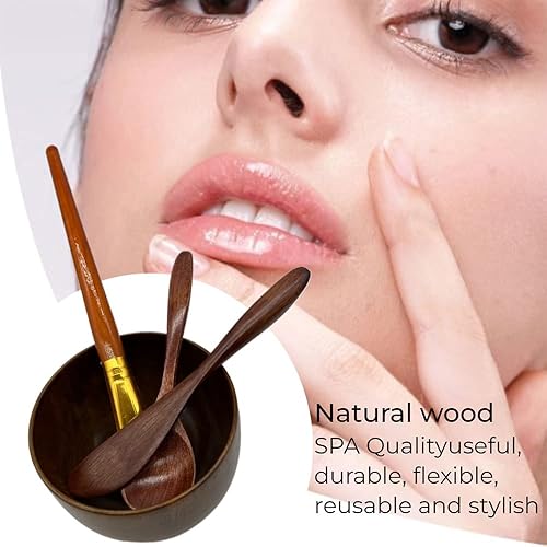 Miniatura 7 de Juego de 4 cuencos para mezclar mascarillas de bambú, herramientas faciales para el cuidado de la piel, kit de herramientas de mezcla de mascarillas