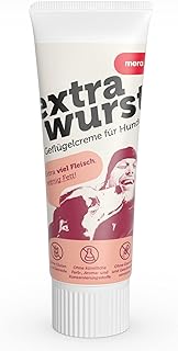 MERA Extrawurst Light getreidefreie Hundeleberwurst, 75g Tube mit viel Geflügel-Frischfleisch und wenig Fett, Trainingsleckerli für ausgewachsene Hunde und Welpen, ohne Zucker und Salz product image