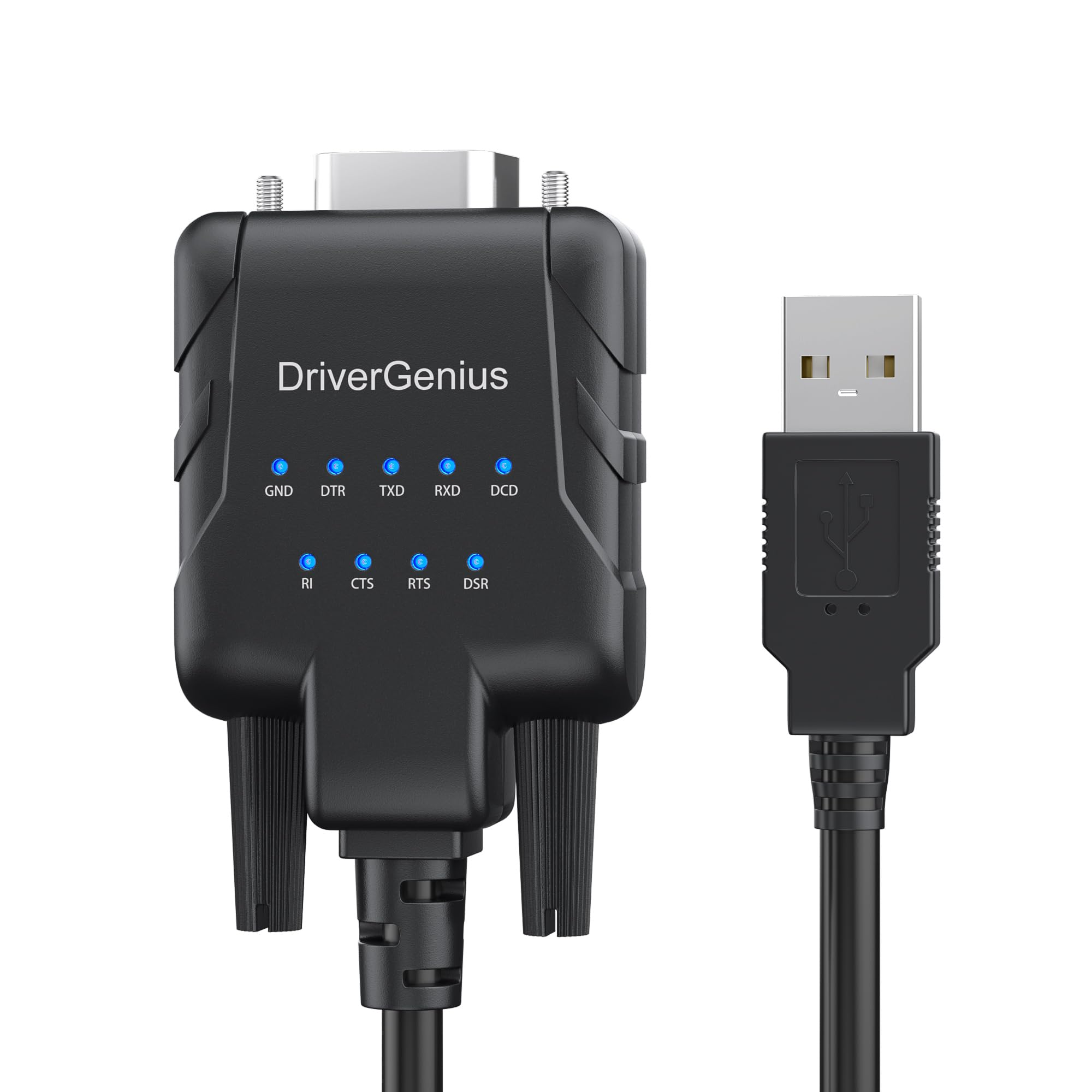 DriverGenius SerialPulseX Adaptador USB-A a RS232 DB9 (9-LED, 6 Ud.) | Soporte Pines RS232 para Comunicación Estable con Sistemas TI, Equipos Heredados y Módems