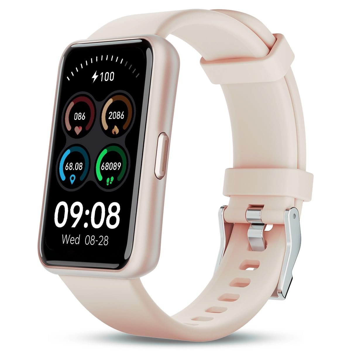 Smart Watch for Women, Slim Fitness Tracker with Heart Rate, Blood Oxygen, Sleep & Step Monitor, IP68 Waterproof Smartwatch, Lightweight Pink/Gold Bracelet Watch Compatible with Android & iPhone-picture-10
