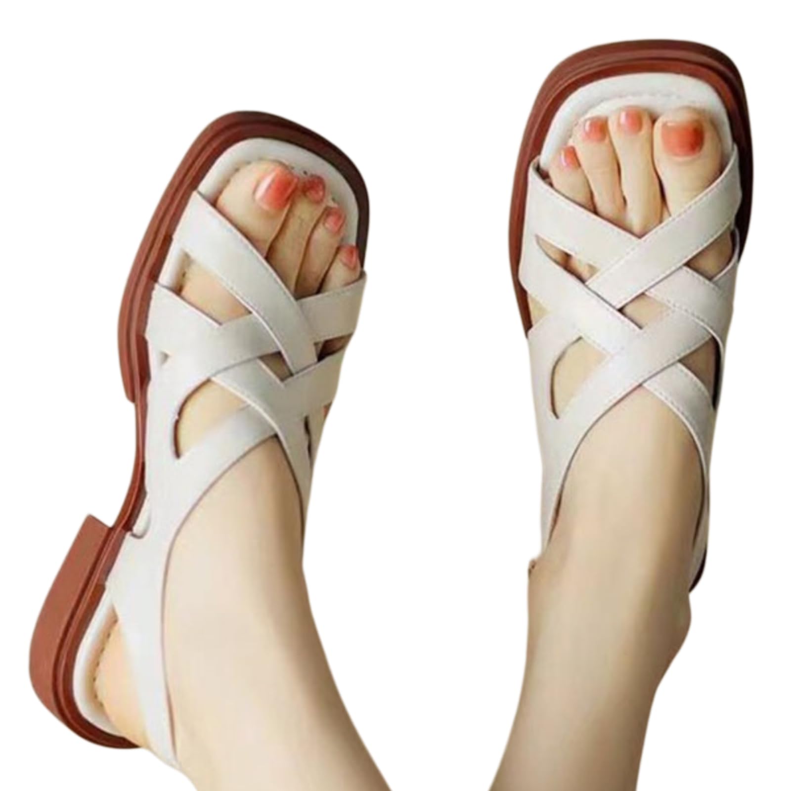 Chaussures De Plate-Forme Basse pour Femme, Sandales Tissé Romain Rétro Pêcheur Marron 36
