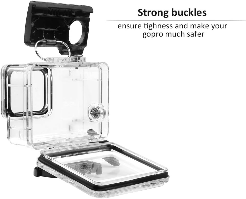 FINEST+ Waterproof Housing Shell for GoPro HERO7 White/Silver Diving Protective Housing Case 45m with Anti Fog and Bracket Accessories for Go Pro Hero 7 White/Silver Action Camera
