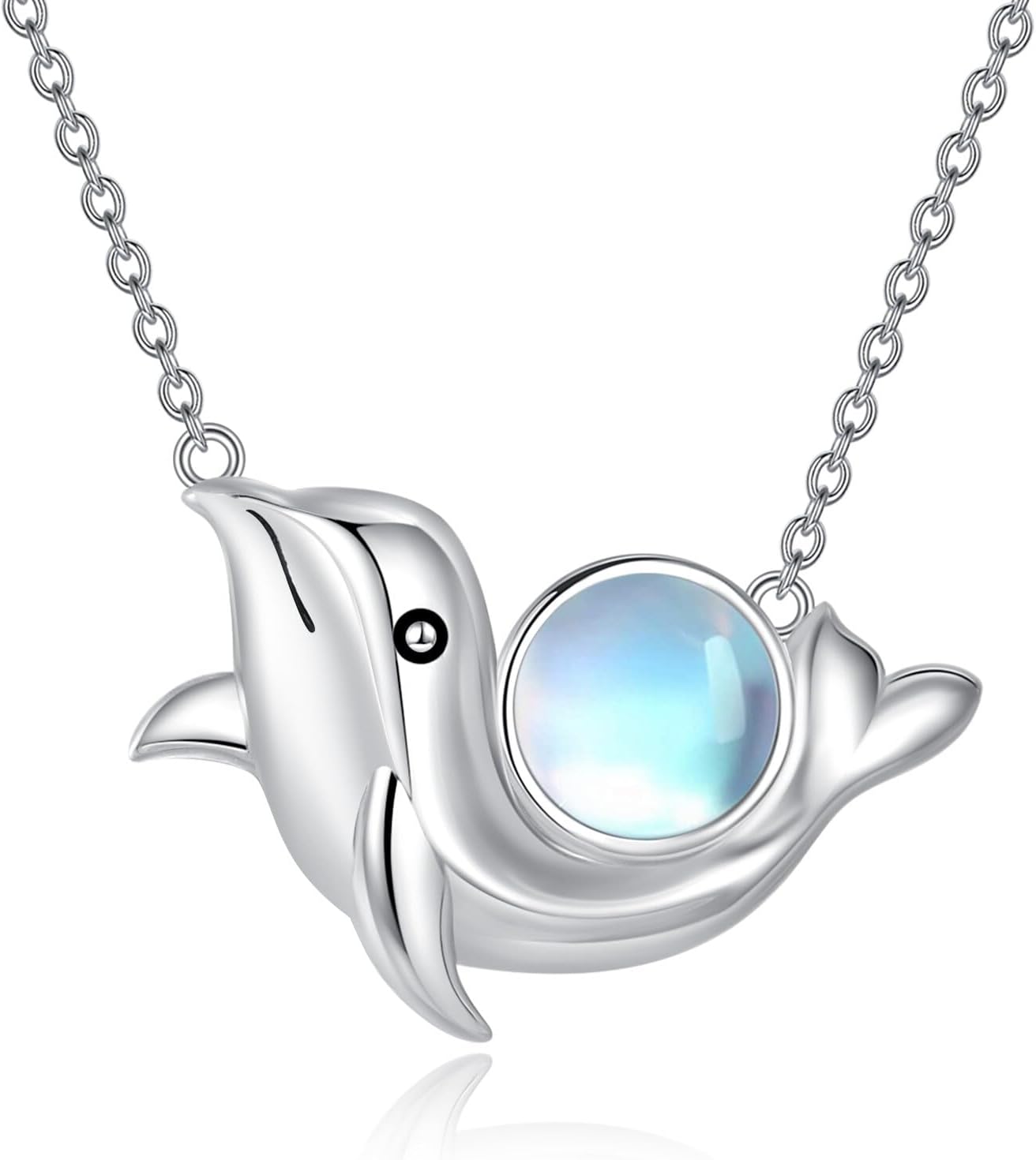 Dolphin Necklace for Women 925 Sterling Silver Moonstone Animal Jewelry Gifts for Dolphin Lovers
