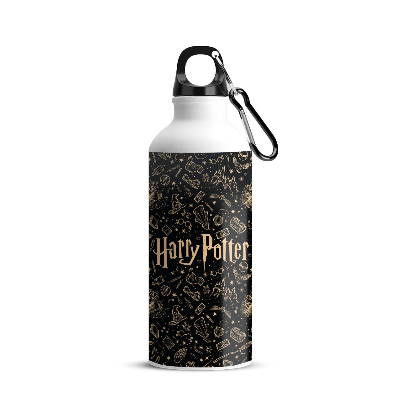 MC SID RAZZ - Harry Potter - Gold Doodle Aluminum Sports Sipper/Water Bottle I Water Bottle For Kids (750 ml) - Best Themed Gifts For Harry Potter Fans