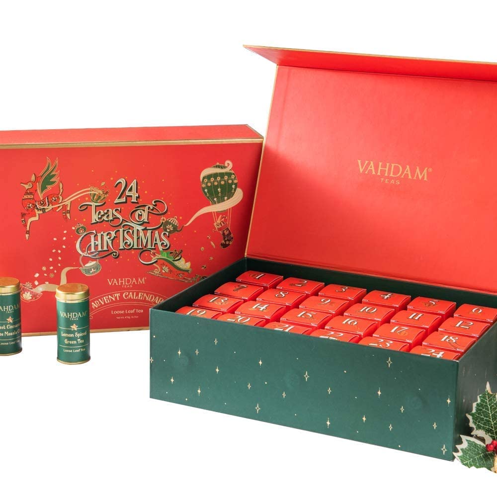 VAHDAM, Holiday Tea Gift Sets - 24 Tea Varieties in Luxury Gift Box (17.6oz/500g) Natural Ingredients, Gluten Free - Christmas Tea Gift Sets | Christmas Gifts for Women & Men, Gifts for Him/Her