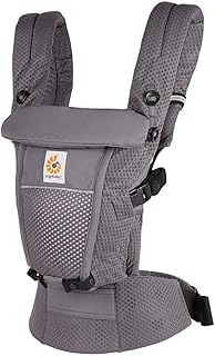 Ergobaby Adapt Babytrage für Neugeborene ab Geburt, 3-Positionen SoftFlex Mesh Ergonomische Babybauchtrage Rückentrage Baby-Tragetasche, Graphite Grey