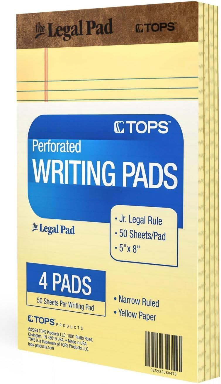Tops The Legal Pads 8.5 X 11 - Pack of 24 Yellow Wide Ruled Notepads - 50 Sheets Per Pad - Made in the USA (5x8)