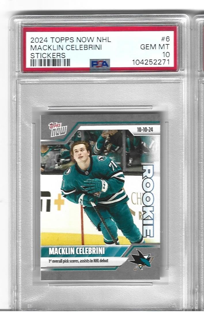 Graded Psa 10 Macklin Celebrini Hockey Rookie Card 2024 Sticker Sharks #1 Draft Pick Future Superstar