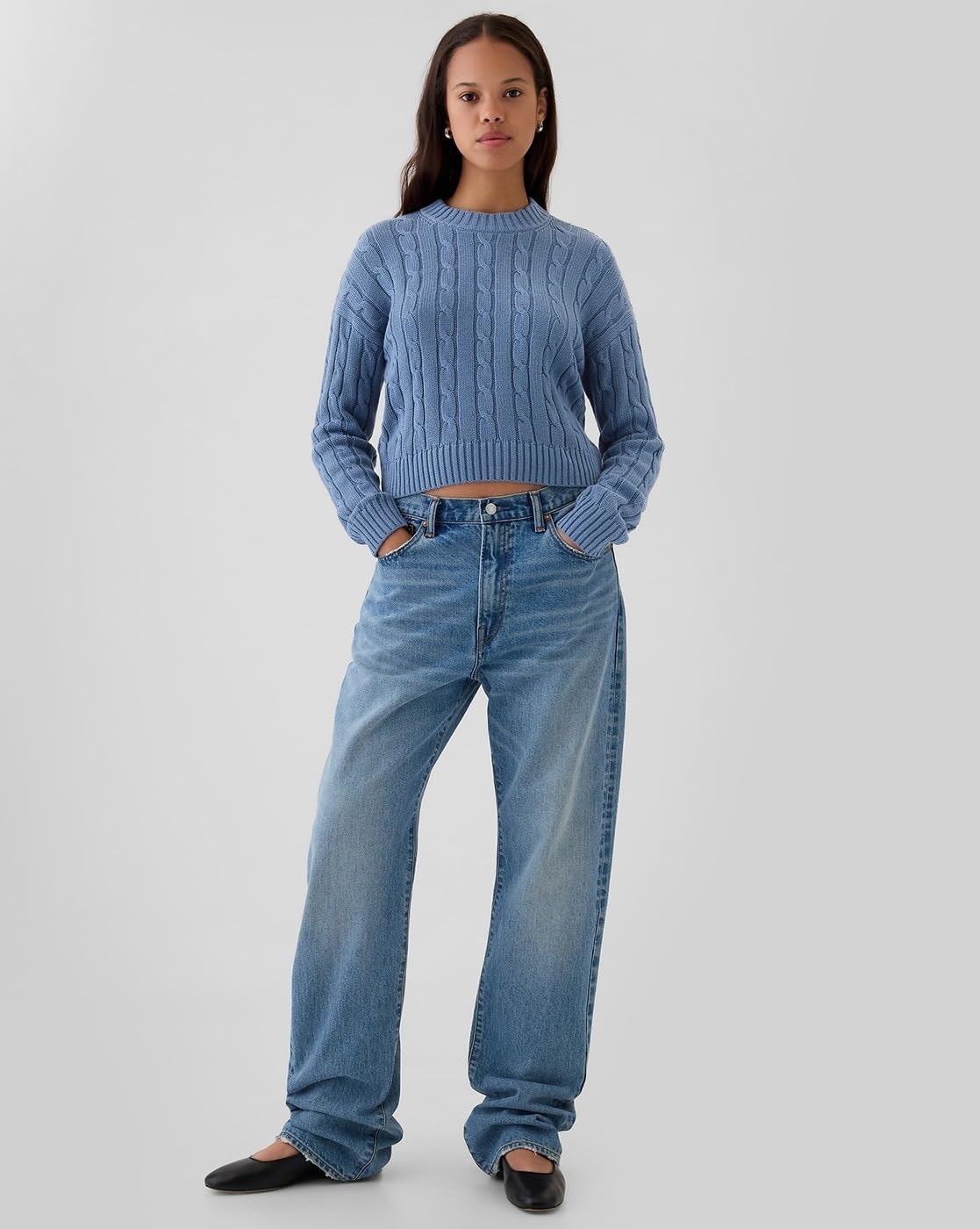 GAP Women's Cotton Crew Neck Pullover Sweater (442588648_Blue - Image 5 thumbnail
