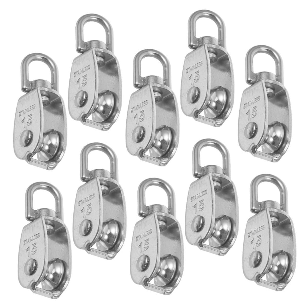 Mikinona 10 pièces Poulie de Levage Acier Inoxydable Poulies Simples Pivotantes pour Câble et Corde Système de Traction Sécuritaire et Adaptées Aux Charges Lourdes