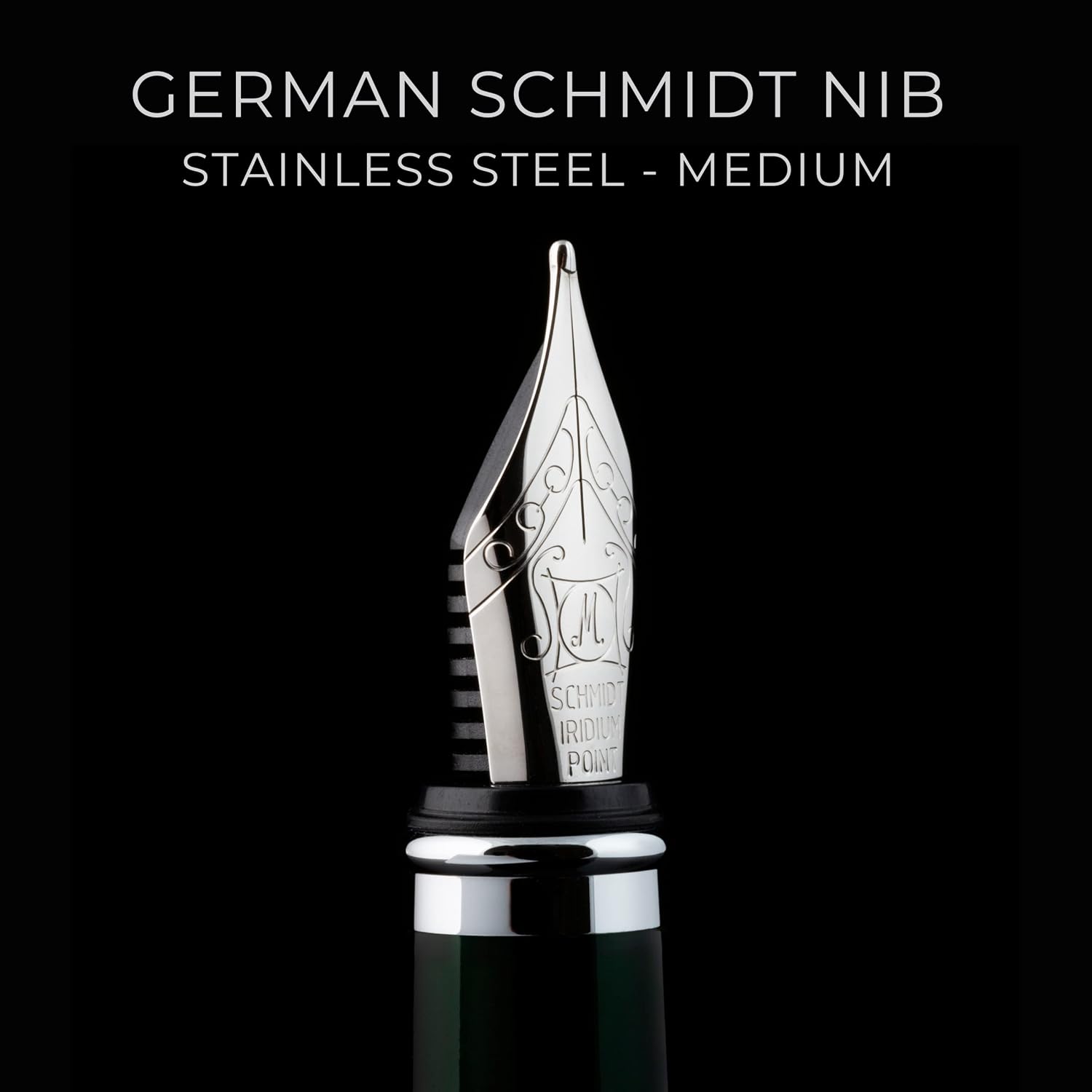Scriveiner British Racing Green Fountain Pen, Stunning Luxury Pen with Chrome Finish, Schmidt Nib (Medium) - Image 4