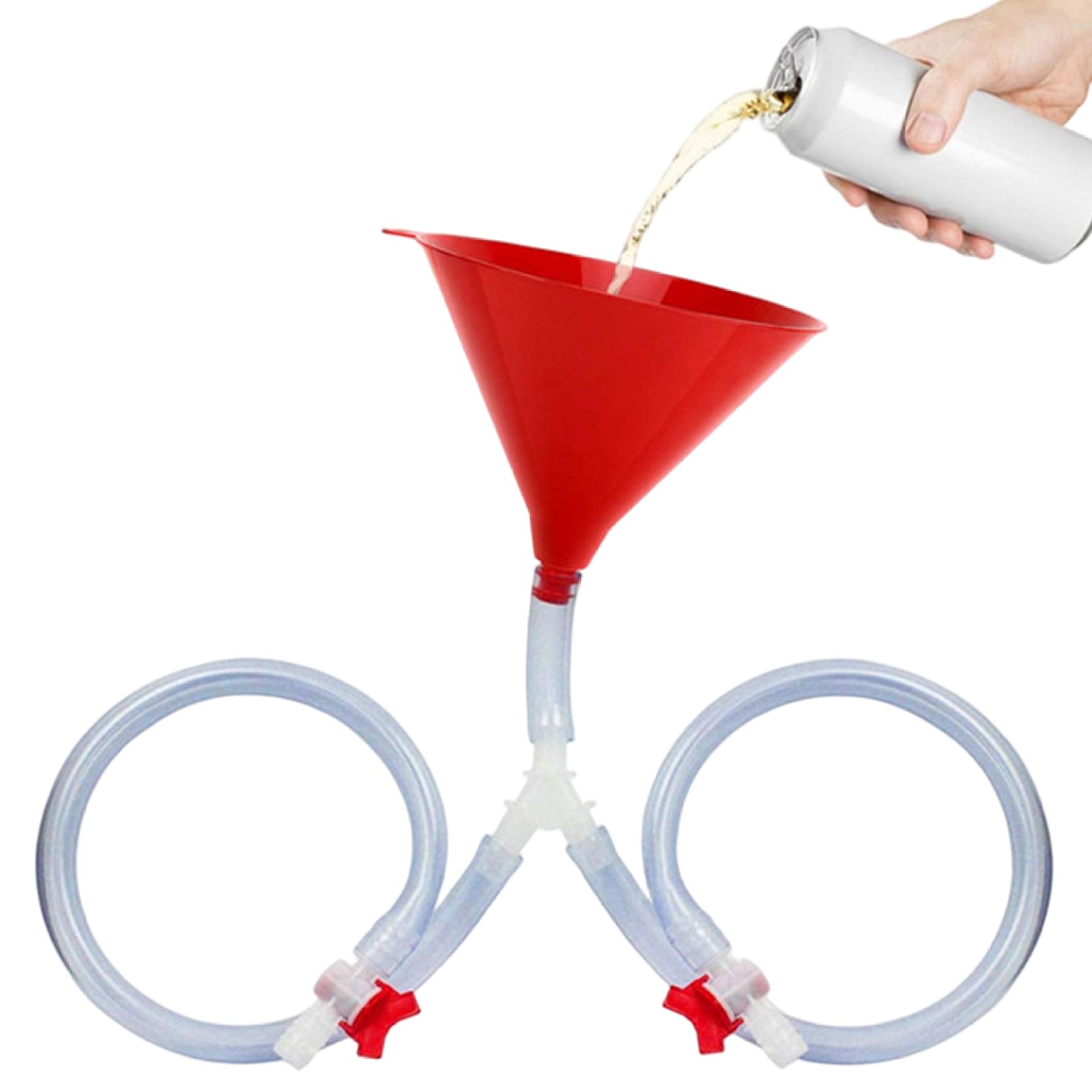 Rwigeboo Red Beer Bong Funnel, Leak-Proof Sealing Beer Bong With Dual Valve & Tubes, Drinking Funnel For Home Bar Party