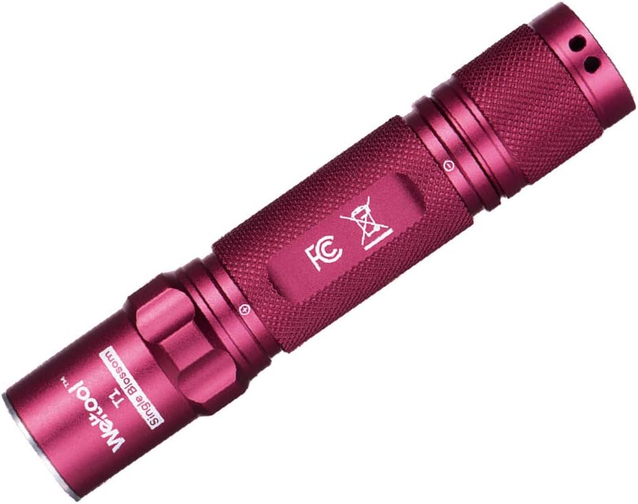 Weltool T1 EDC Torch, Mini LED AA Portable Pocket Torch,Waterproof,TIR Lens for Night Walk, Student, Home, Outdoor, Emergency(Rose Pink)