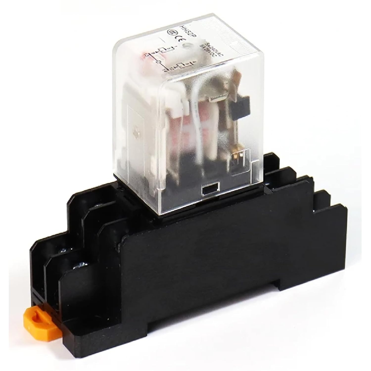 HH52P Electromagnetic Relay Switch, DPDT 8-Pin 5A AC with Socket Base, DIN Rail Mounting, Silver Alloy Contacts, 2NO2NC Configuration (AC220v with Base)