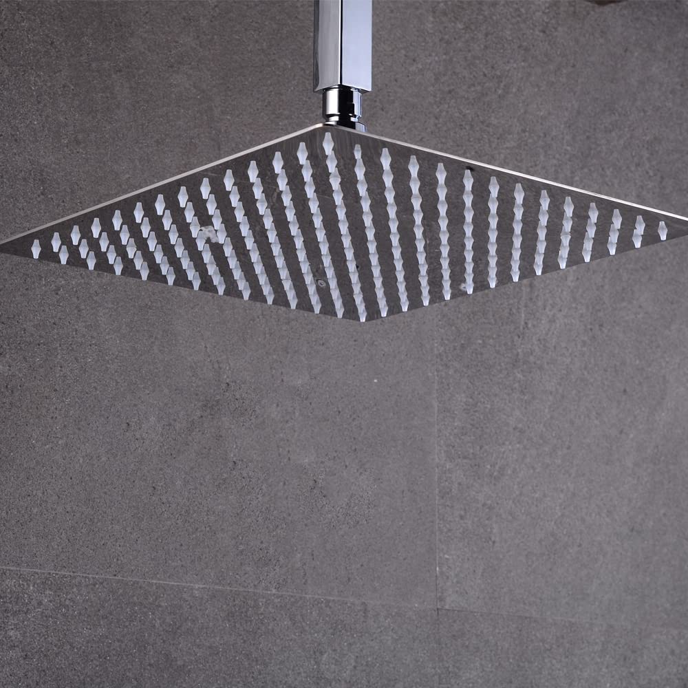 Mitigeur de douche encastré thermostatique avec colonne chromée et jet LED