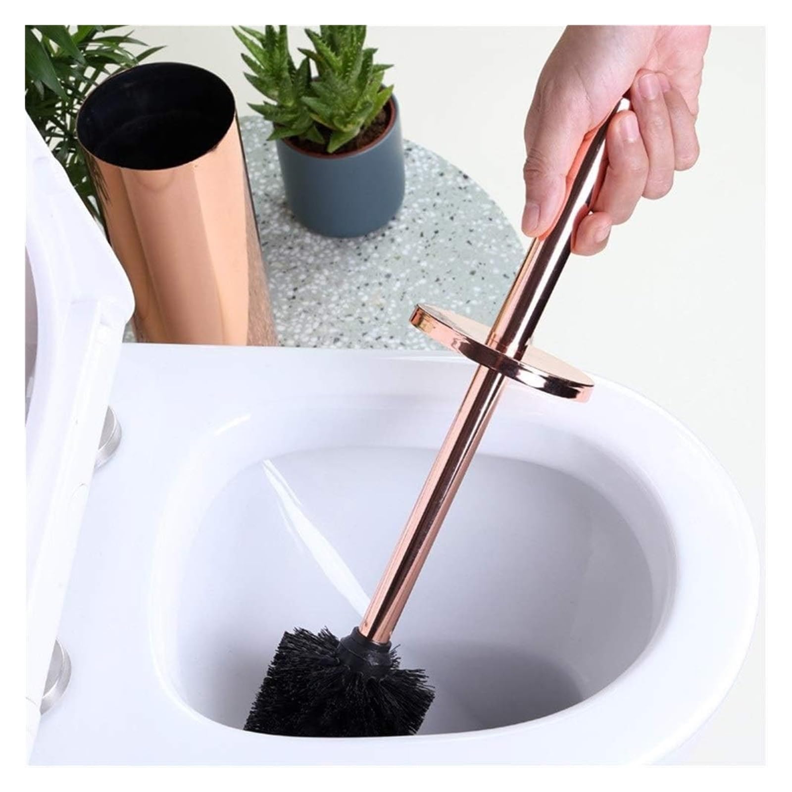 Set scopino per WC - Detergente per Bagno Indipendente in Acciaio Inossidabile da 15,7" con Spazzola Morbida, scopino e Supporto per WC AntiGraffio - Elegante Nero