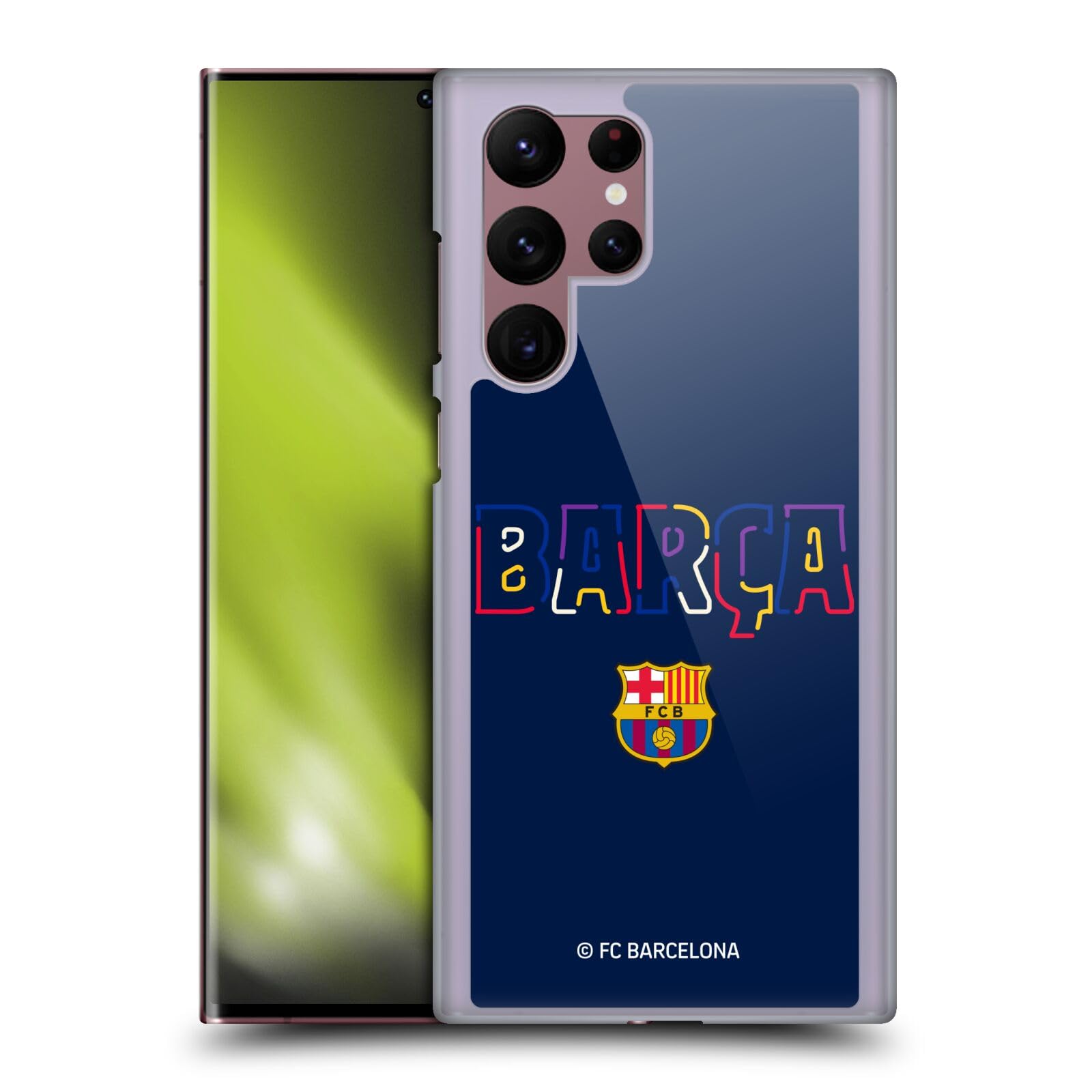 Head Case Designs Officially Licensed FC Barcelona Neon Barca Graphics Hard Back Case Compatible with Samsung Galaxy S22 Ultra 5G