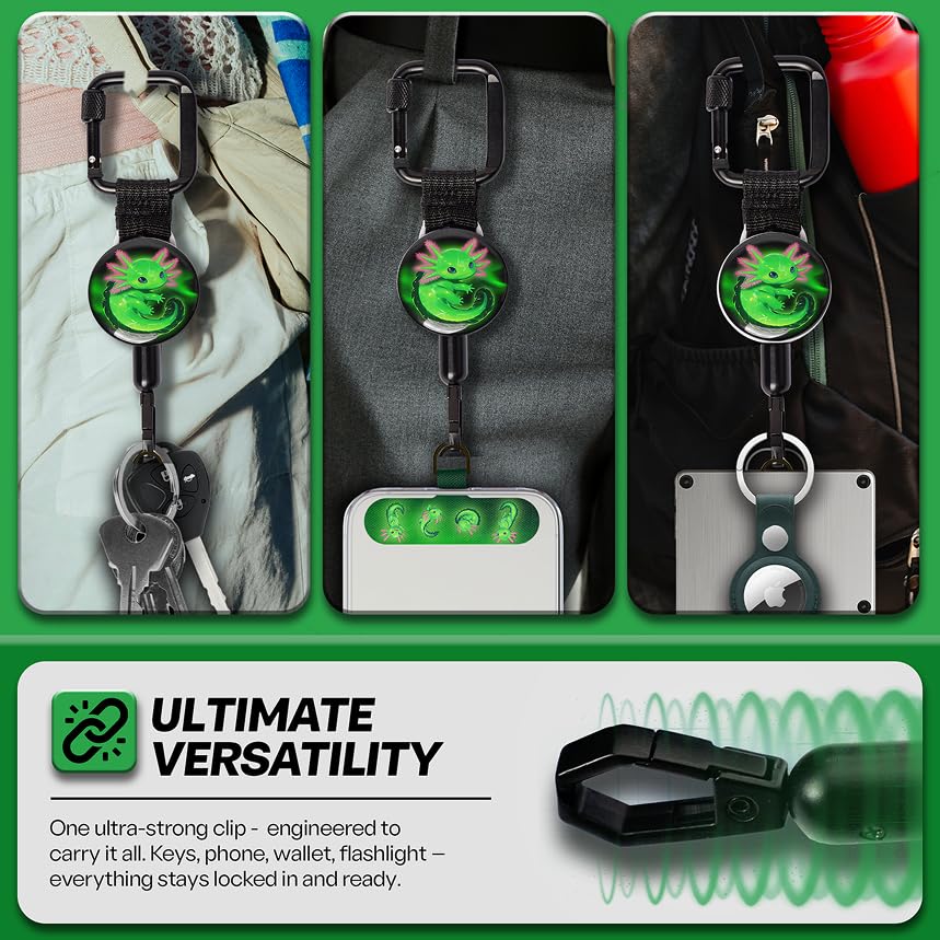 Image of ClutchLoop Anti-Theft Phone Tether - Universal Adhesive Anchor, Retractable Steel Line and Locking Carabiner