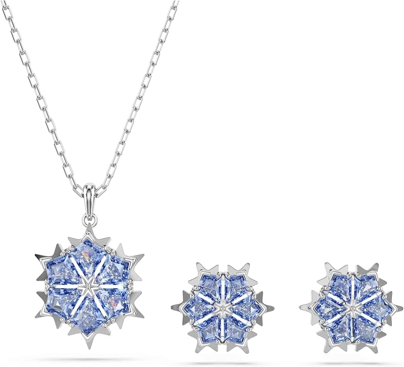 Conjunto mágico, copo de nieve, azul, acabado de rodio