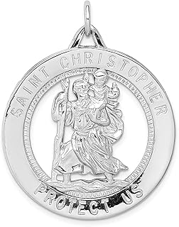Colar com pingente de medalha de São Cristóvão de prata esterlina 925 pingente religioso padroeiro St joias finas para mulheres presentes para ela, Prata esterlina