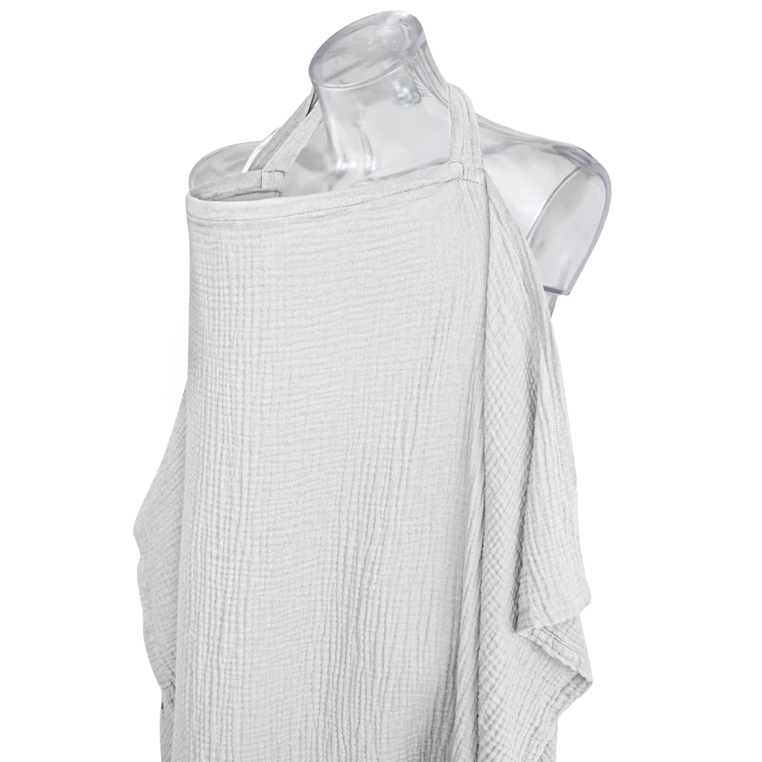 Housse d'allaitement en mousseline de coton avec sangle réglable, couverture légère pour extérieur (gris)