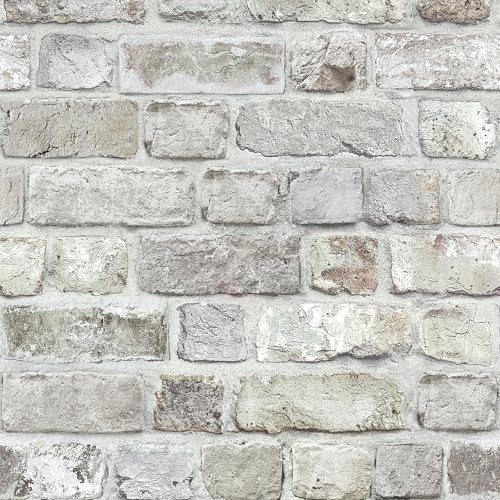 Naphite Brick Wallpaper Peel and Stick Faux Brick Brown Grey 78.7 17.3