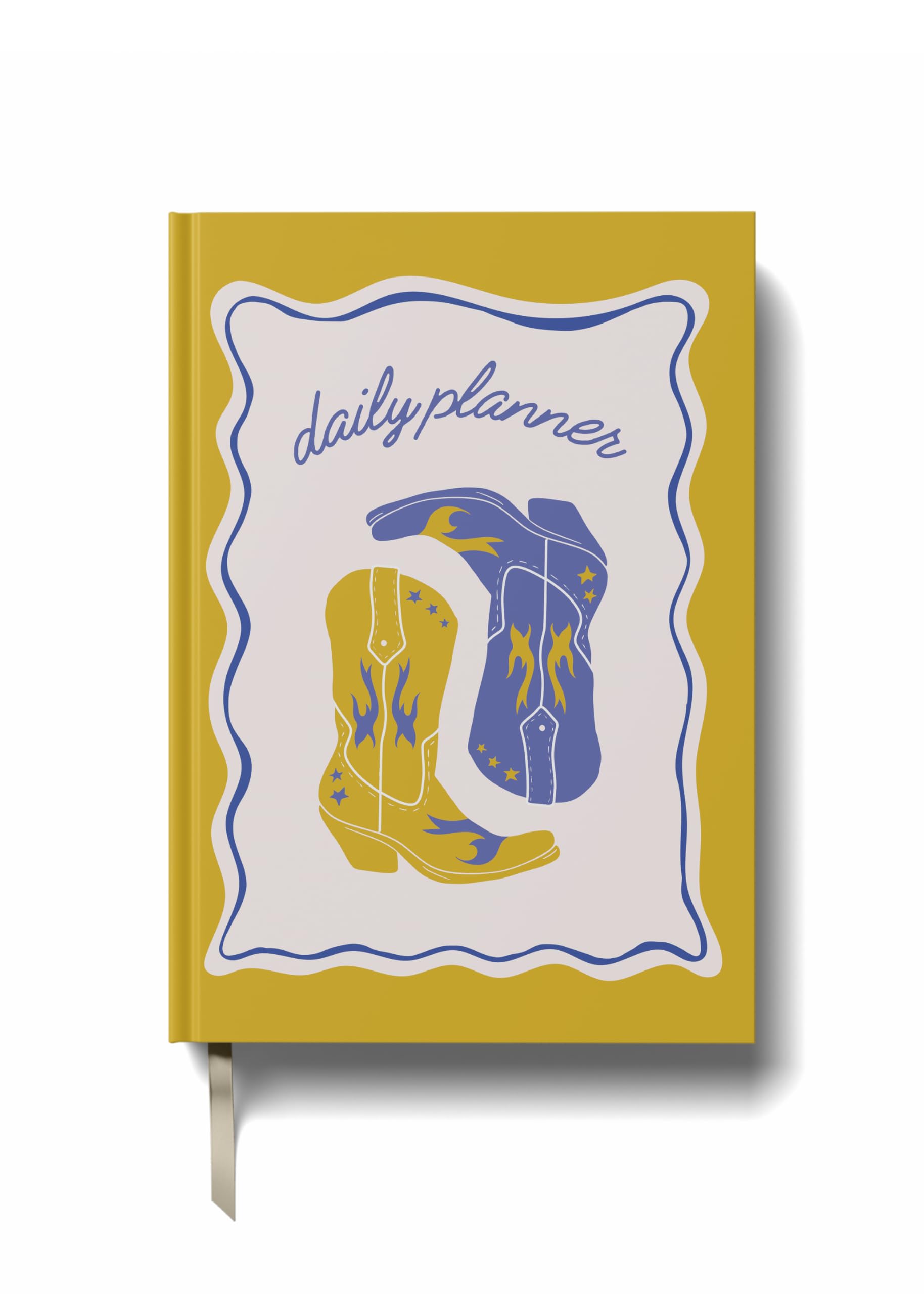 Yop & Tom Undated Daily Diary (A5) - Productivity Planner - Weekly and Daily Organizer with Time Slots - 22 Weeks - Cowboy Boots