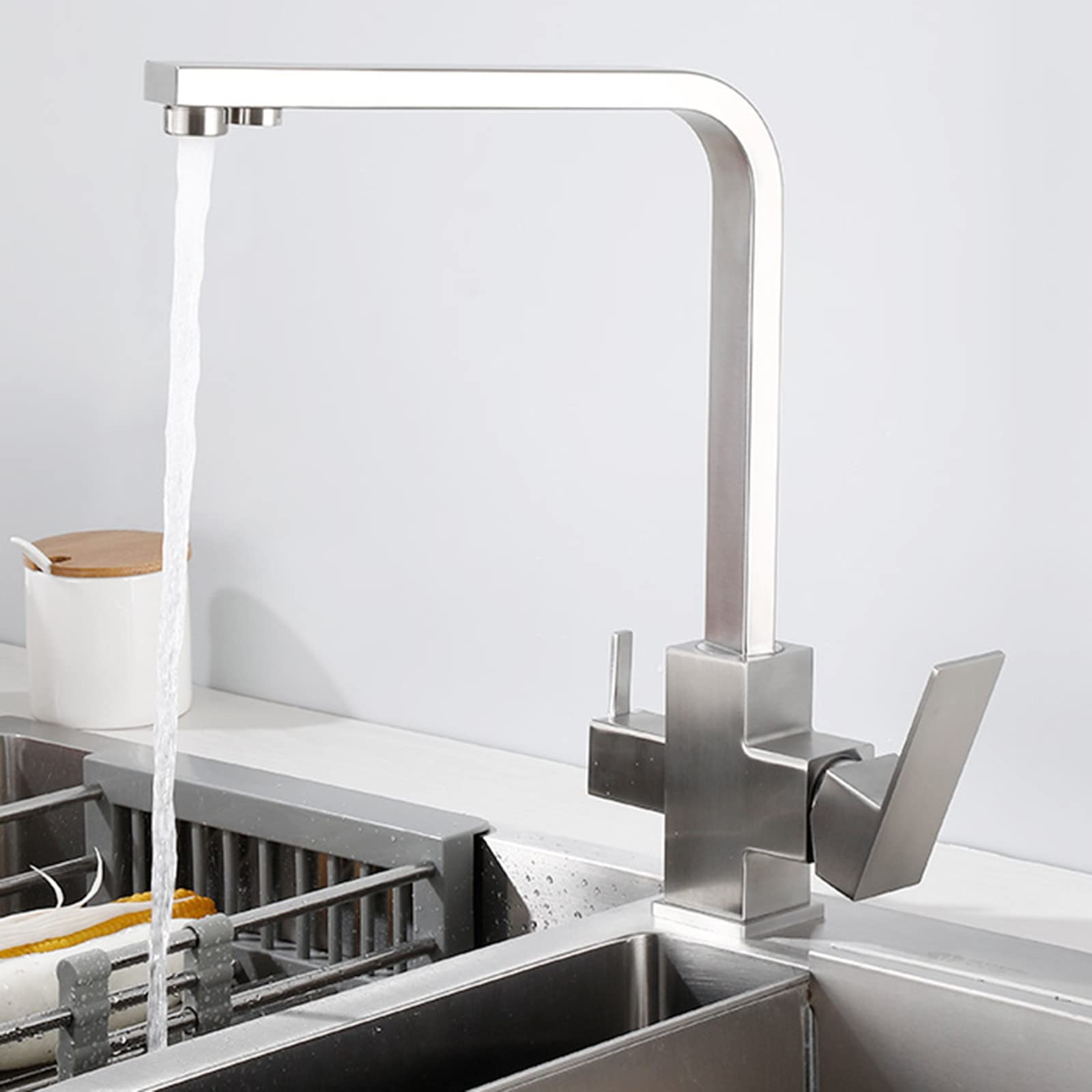 ZYCHSJXA 3 Way Kitchen Faucet Stainless Steel Rotating Hot and Cold Water for Sink Purifier-Dual Mode(Color:Dual Mode)