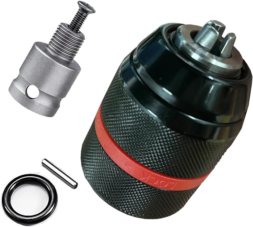 Resze Keyless Hand Drill Chuck,3-Jaw Drill Chuck,Self -Tightening Multipurpose 1/2"- 20UNF Mount 1.5-13mm Drill Press Adapter for Hand Drill Impact Driver Power Drill,1/4" Hex Shank