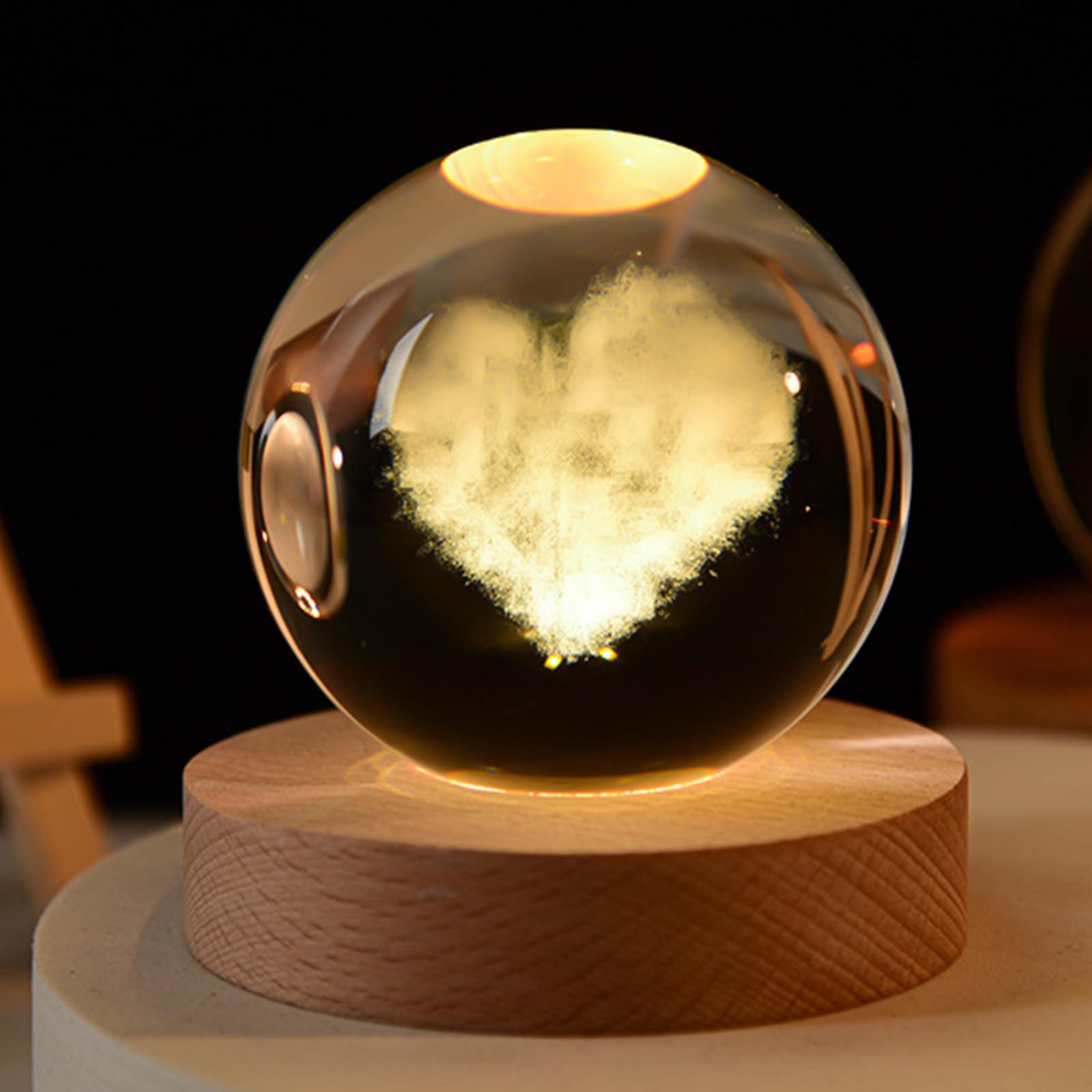 YuchiFa Happyhaves Calming Stellar Spheres - 3D Solar System Crystal Ball Night Light, LED Crystal Space Lamp (6cm/2.4in, #16)