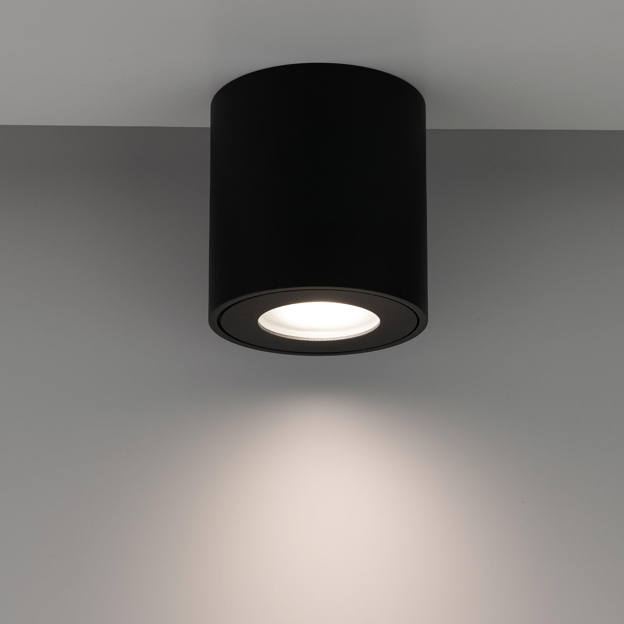 EDO Faretto Soffitto GU10 Negro - Foco de Techo KLARS Ø80×84 mm Redondo - Plafón de Superficie Hermético IP44 de Aluminio – Lámpara de Techo – Downlight para Baño – Spot sin Bombilla GU10