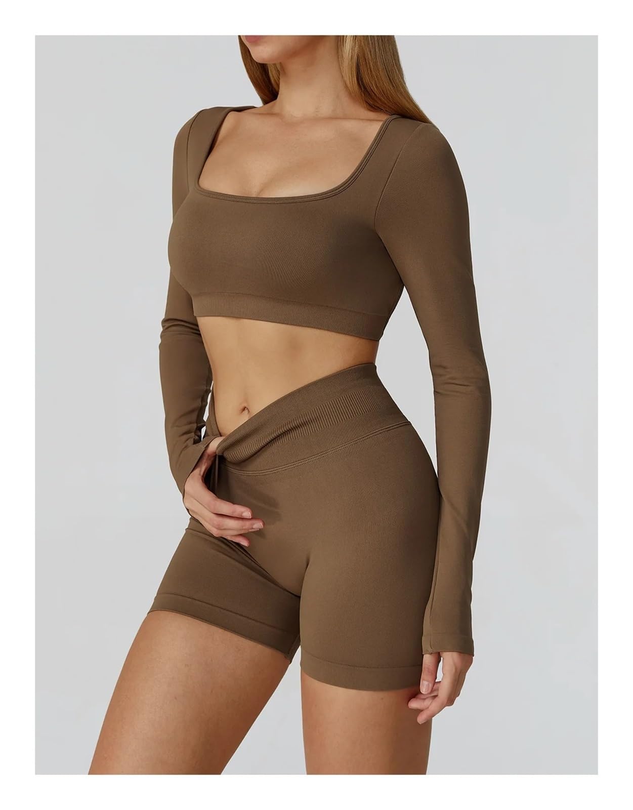 Maglietta Sportiva Senza Cuciture a Maniche Lunghe da Donna, Abbigliamento Sportivo, Fitness e Yoga Elastico per Yoga e Corsa