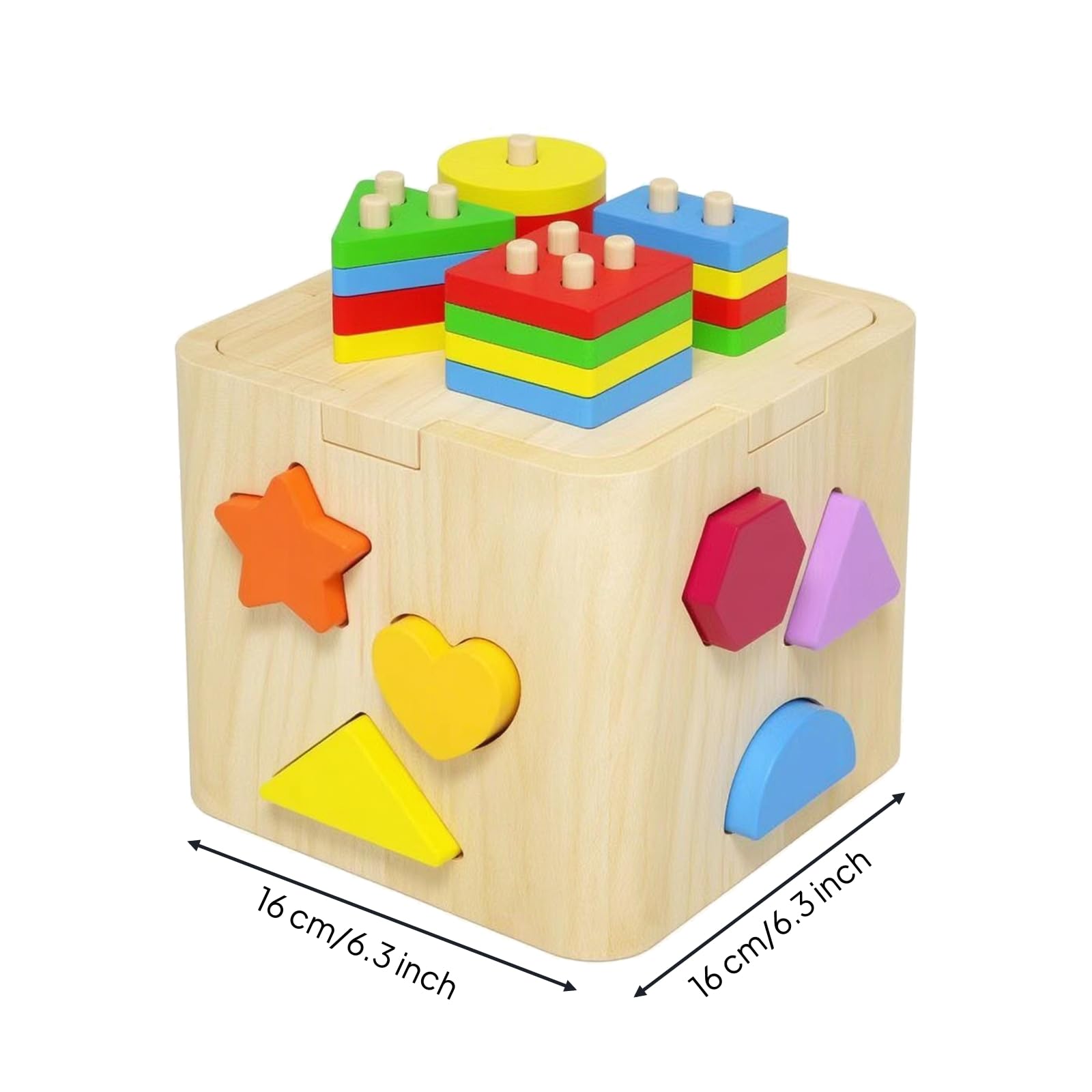 Cubo attività in Legno per Prima Infanzia Resistente Cubo attività in Legno Compatto per Area Giochi, Asilo, Abbinamento Geometrico