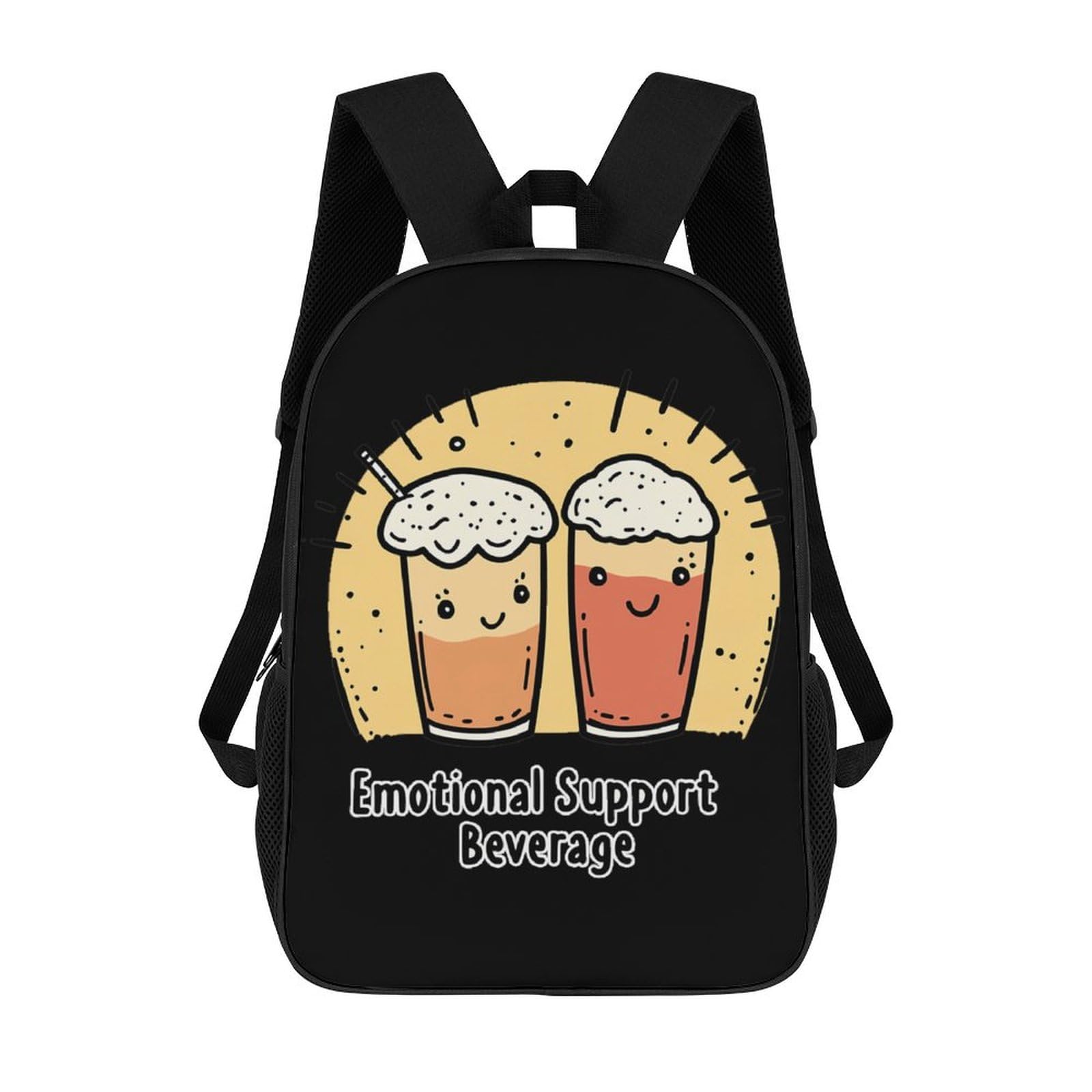 Emotional Support Beverage Unisex Backpack 17" Casual Daypacks Simple Shoulders Bag for Camping Hiking Travel Gear