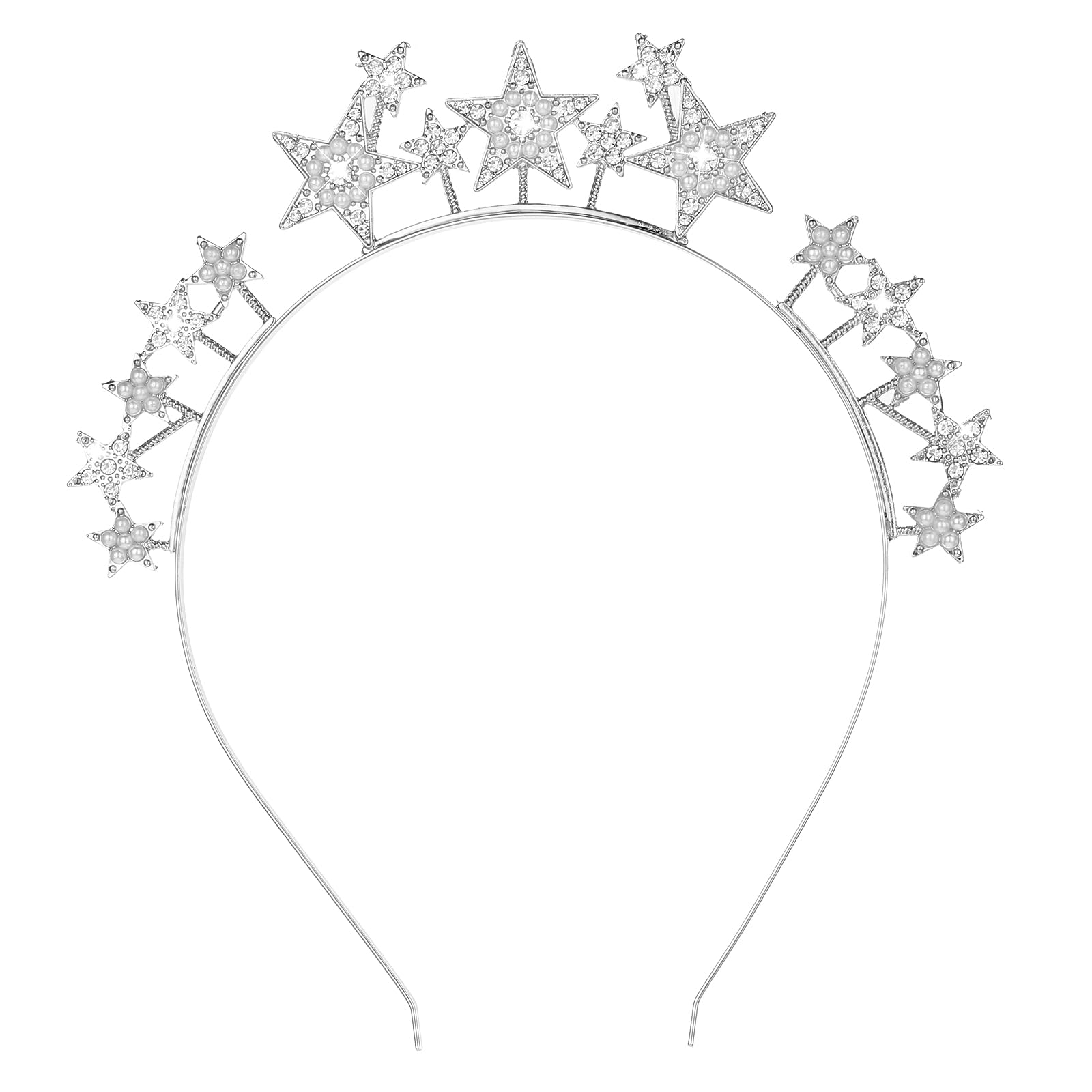 WLLHYF Corona de halo con estrellas y diosa, diadema de halo de diamantes de imitación dorados, tiaras de Navidad, boda, fiesta, accesorios para el cabello
