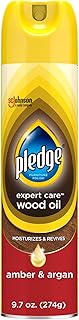 Pledge Moisturizing Wood Oil, Furniture Reviving Spray, Amber & Argan Scent, 9.7oz